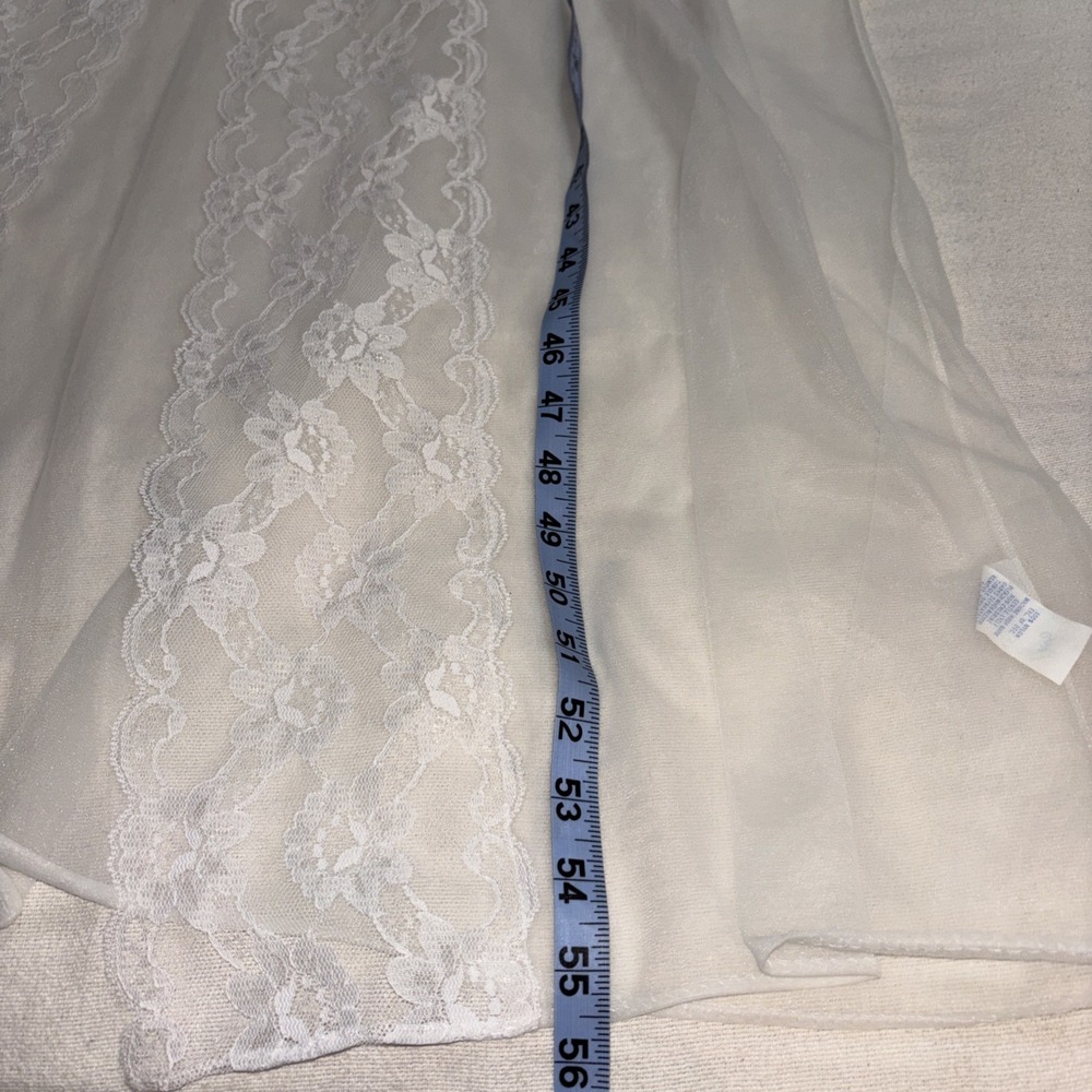 Vintage Sears Long White Lace Robe Sheer Nylon Romantic Wedding USA Made Size M - Picture 8 of 10